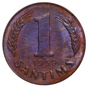 Latvia, 1 Santims, 1939 year, PCGS MS64BN