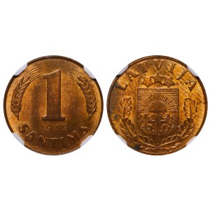 Latvia, 1 Santims, 1939 year, NGC, MS 63 RB