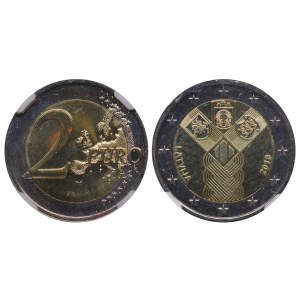 Latvia, 2 Euros, 2018 year, Centenary of Independent Baltic States, NGC, MS 65 DPL