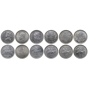 Lithuania, Collection of 6 Silver Coins, 1925-1938 years