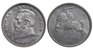 Lithuania, 5 Litai, 1936 year, Jonas Basanavicius, PCGS AU 58