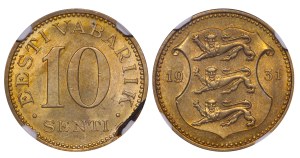 Estonia, 10 Senti, 1932 year, NGC, MS 62