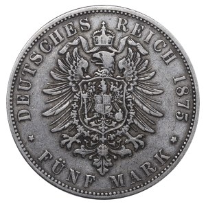 Free Hanseatic city of Hamburg, 5 Mark, 1875 year, J