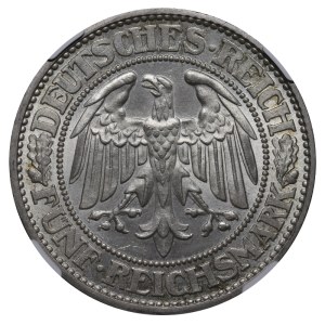 Nemecko, 5 ríšskych mariek, rok 1931, A, Dub, NGC, MS 65
