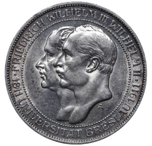 Kingdom of Prussia, 3 Mark, 1911 year, A, 100th Anniversary of the University of Wroclaw