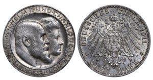 Kingdom of Wurttemberg, 3 Mark, 1911 year, F, Silver Wedding Anniversary