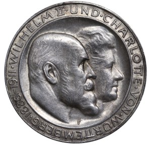 Kingdom of Wurttemberg, 3 Mark, 1911 year, F, Silver Wedding Anniversary