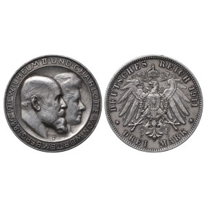 Kingdom of Wurttemberg, 3 Mark, 1911 year, F, Silver Wedding Anniversary
