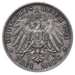 Kingdom of Wurttemberg, 3 Mark, 1911 year, F, Silver Wedding Anniversary