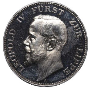 Principality of Lippe, 3 Mark, 1913 year, A, NGC, PF 63 CAMEO