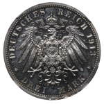 Principality of Lippe, 3 Mark, 1913 year, A, NGC, PF 63 CAMEO