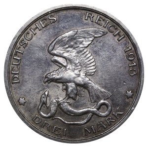 Kingdom of Prussia, 3 Mark, 1913 year, 100th Anniversary of the Prussians entering the war against Napoleon