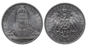 Kingdom of Saxony, 3 Mark, 1913 year, E, 100th Anniversary of the Battle of Leipzig