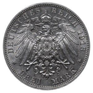 Kingdom of Saxony, 3 Mark, 1913 year, E, 100th Anniversary of the Battle of Leipzig