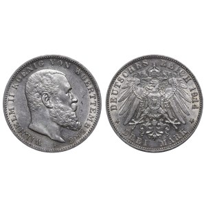 Kingdom of Wurttemberg, 3 Mark, 1914 year, F