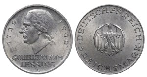 Germany, 3 Reichsmark, 1929 year, A, 200th Anniversary of Gotthold Lessing