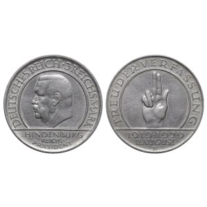 Germany, 3 Reichsmark, 1929 year, D, 10th Anniversary of the Weimar Constitution