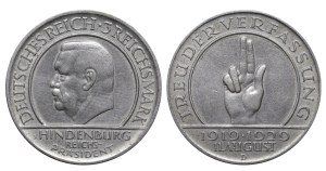 Germany, 3 Reichsmark, 1929 year, D, 10th Anniversary of the Weimar Constitution