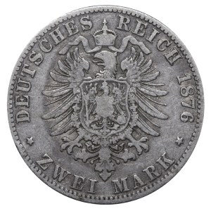 Free Hanseatic City of Hamburg, 2 Marks, 1876 year, J