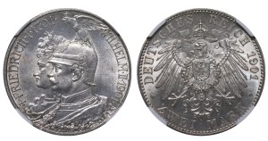 Kingdom of Prussia, 2 Marks, 1901 year, A, 200th Anniversary of the Kingdom of Prussia, NGC, UNC DETAILS