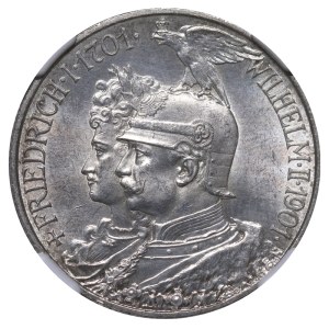 Kingdom of Prussia, 2 Marks, 1901 year, A, 200th Anniversary of the Kingdom of Prussia, NGC, UNC DETAILS