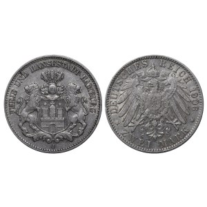 Free Hanseatic city of Hamburg, 2 Marks, 1906 year, J