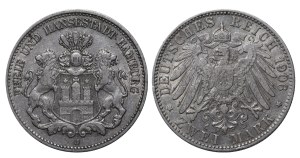 Free Hanseatic city of Hamburg, 2 Marks, 1906 year, J