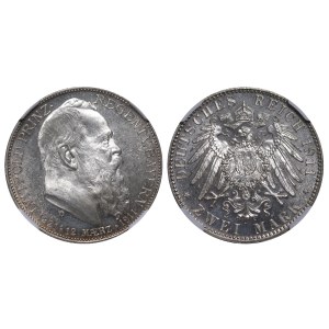Kingdom of Bavaria, 2 Marks, 1911 year, D, 90th Birthday of Prince Regent Luitpold, NGC, UNC DETAILS