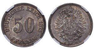 Germany, 50 Pfennigs, 1875 year, C, NGC, MS 64