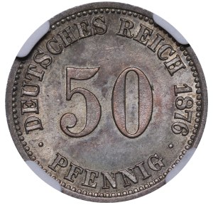 Germany, 50 Pfennigs, 1876 year, C, NGC, MS 64