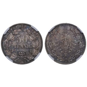 Germany, 50 Pfennigs, 1877 year, J, NGC, MS 64