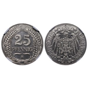 Germany, 25 Pfennigs, 1911 year, A, NGC, PF 67