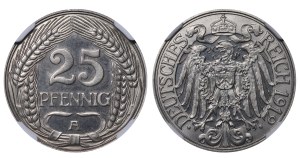 Germany, 25 Pfennigs, 1912 year, A, NGC, PF 66