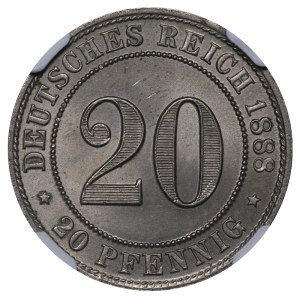 Germany, 20 Pfennigs, 1888 year, G, NGC, MS 64