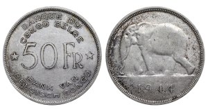 Belgian Congo, 50 Francs, 1944 year