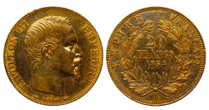 France, 20 Francs, 1854 year, A