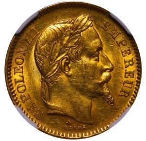 France, 20 Francs, 1862 year, A, NGC, AU 58