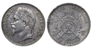 France, 5 Francs, 1869 year, BB