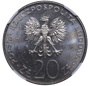 Poland, 20 Zlotys, 1980 year, MW, Summer Olympics, NGC, MS 64