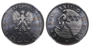 Poland, 20 Zlotys, 1980 year, MW, Summer Olympics, NGC, MS 64