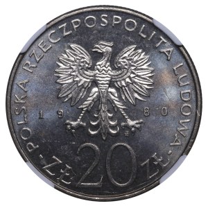 Poland, 20 Zlotys, 1980 year, MW, Summer Olympics, NGC, MS 64