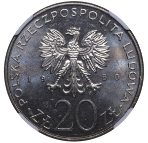 Poland, 20 Zlotys, 1980 year, MW, Summer Olympics, NGC, MS 64