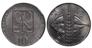 Poland, 10 Zlotys, 1971 year, MW, FAO, NGC, MS 65