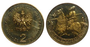 Poland, 2 Zlotys, 2007 year, MW, The Mounted Knight - 15th Century, PCGS MS 64