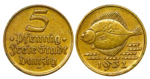 Free city of Danzig, 5 Pfennigs, 1932 year