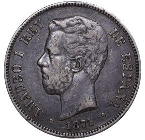 Spain, 5 Pesetas, 1871 year