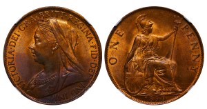United Kingdom, 1 Penny, 1899 year, NGC, MS 63 RB