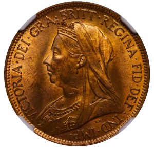 United Kingdom, ½ Penny, 1901 year, NGC, MS 63 RB