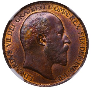 United Kingdom, ½ Penny, 1902 year, NGC, MS 63 BN