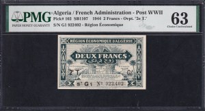 Algeria, 2 Francs, 1944, Choice UNC 63